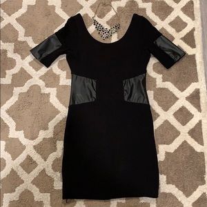 Zara Leather Panel Black Mini Dress